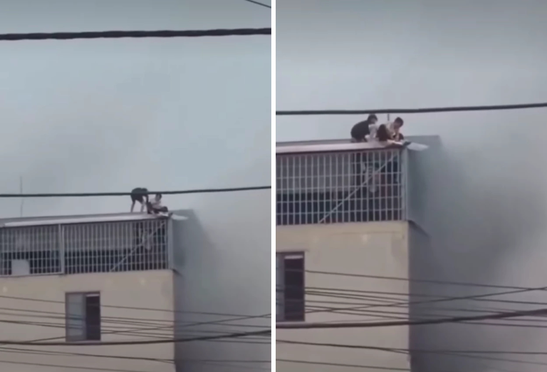 Aksi Heroik Dua Pria Panjat Gedung Terbakar Demi Selamatkan 7 Orang