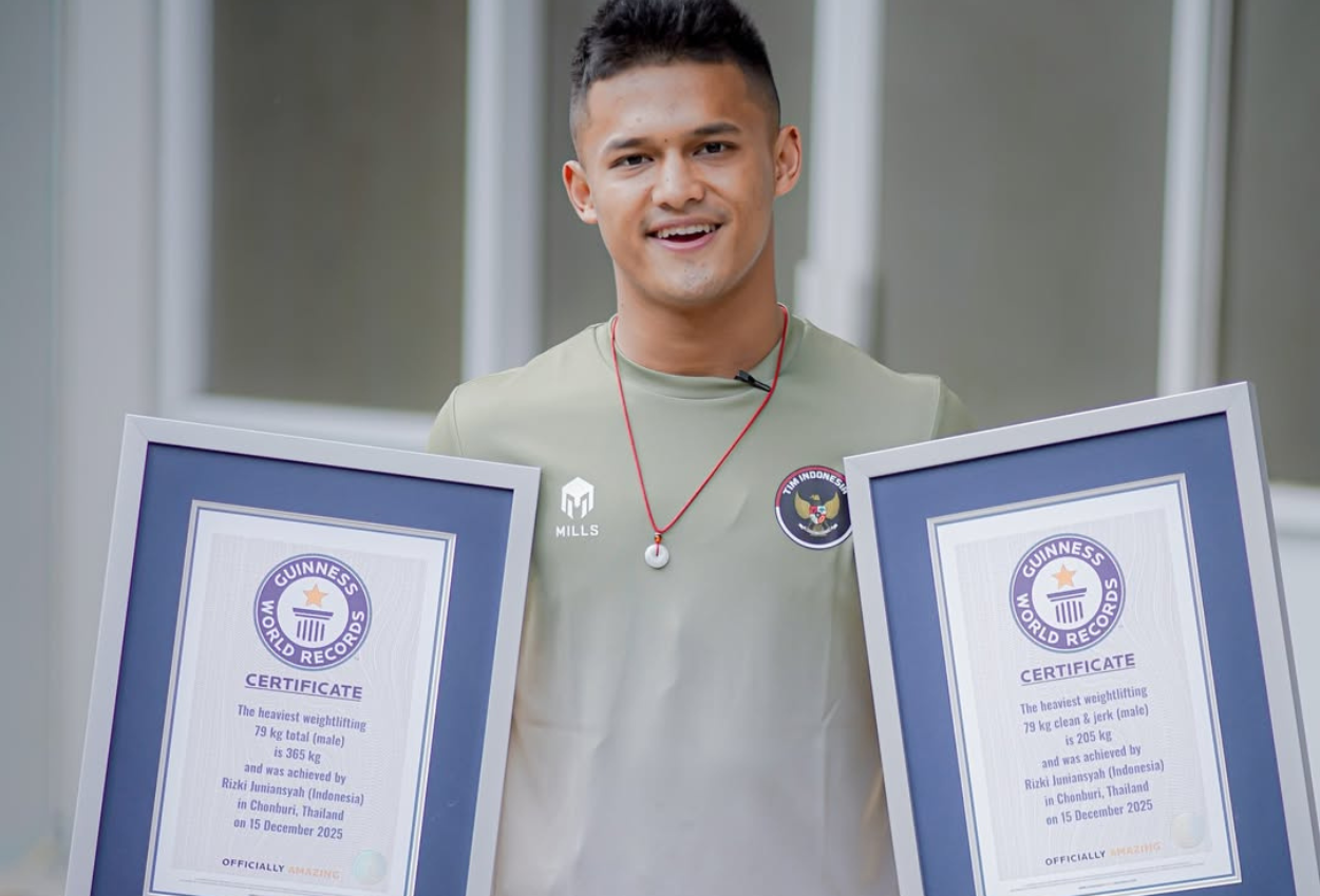 Pecahkan 2 Rekor di Sea Games 2026, Rizki Juniansyah Dapat Gelas 2 Guinness World Records