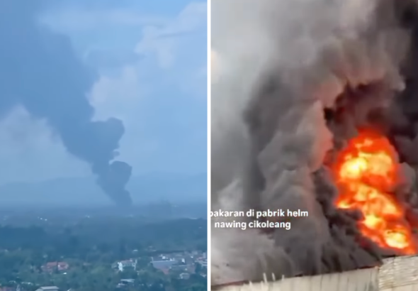 Viral! Pabrik Helm Terbakar Hebat di Bogor, Asap Terlihat hingga Tangsel