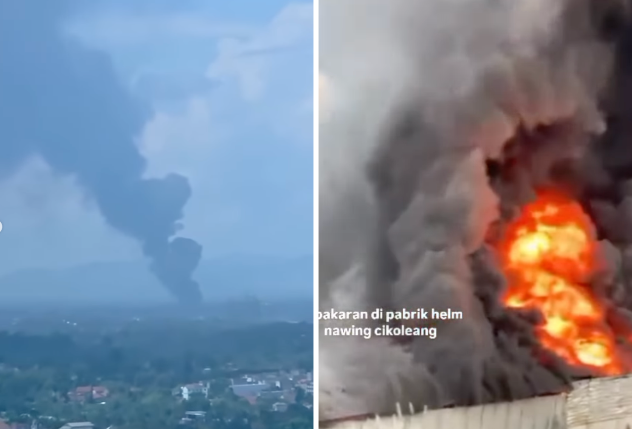 Viral! Pabrik Helm Terbakar Hebat di Bogor, Asap Terlihat hingga Tangsel