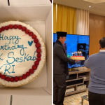 Momen Prabowo Rayakan Ulang Tahun Seskab Teddy Bersama Staf di Paris