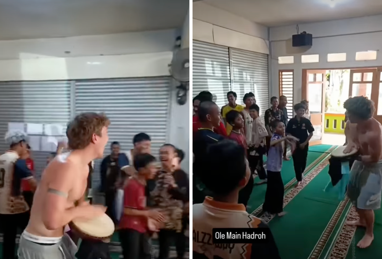Momen Ole Romeny Main Hadroh dengan Anak Yayasan di Ciputat Tangsel